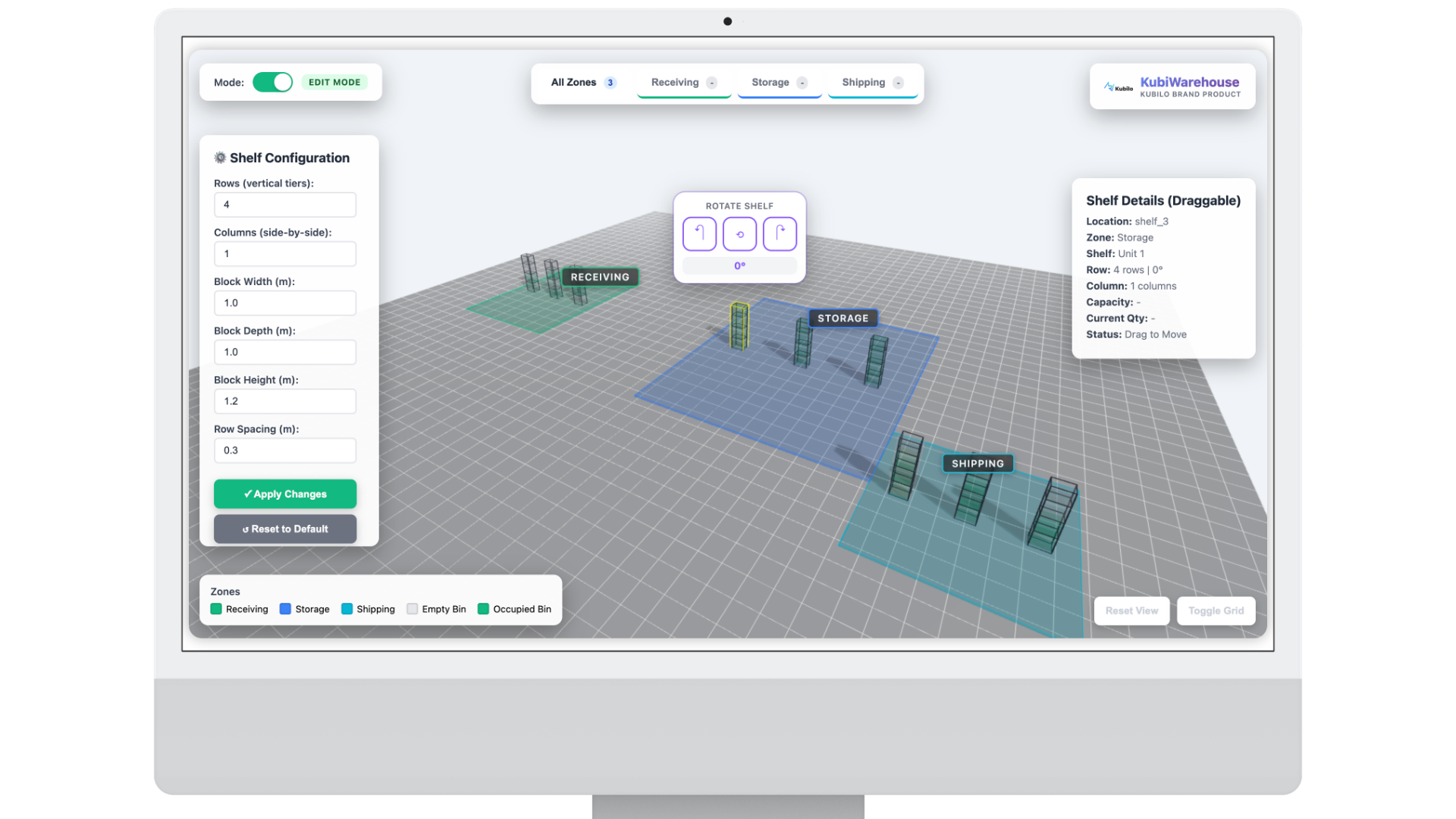 KubiWarehouse 3D Visualization